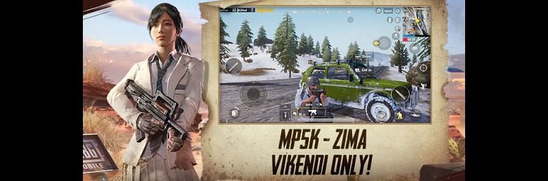 The new MP5K gun and Zima vehicle in PUBG Mobile