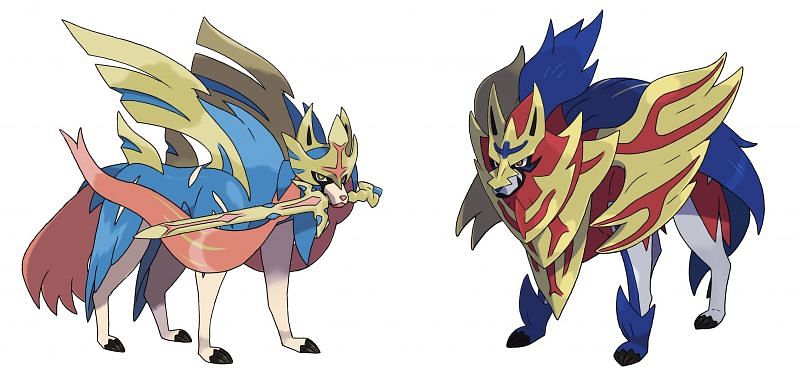 Left: Zacian - the mascot of Sword, Right:Zamazenta - the mascot of Shield