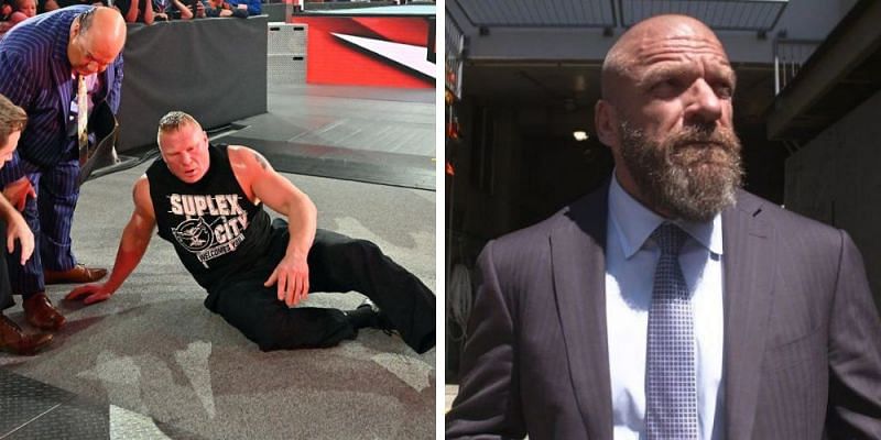 Brock Lesnar on RAW (left); Triple H (right)