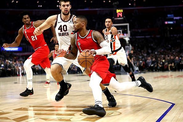 Damian Lillard in action for the Blazers.