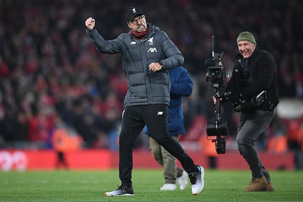 Liverpool FC v Manchester City - Jurgen Klopp celebrates!