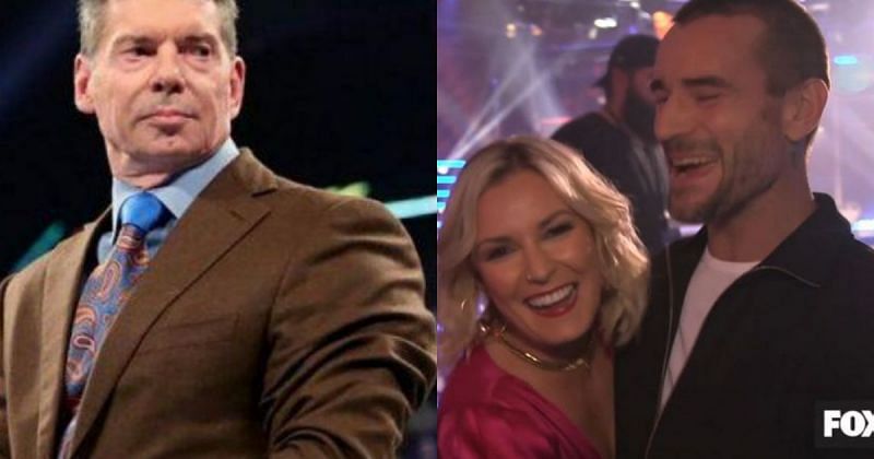 Vince McMahon, Renee Young and CM Punk.