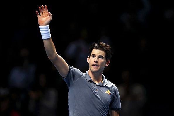 Nitto ATP World Tour Finals - Dominic Thiem acknowledges the crowd after his win over Federer