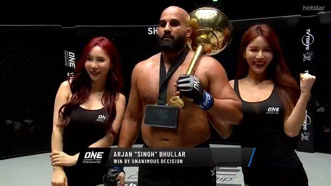 Arjan Singh Bhullar after his ONE Championship debut win (Courtesy: Hotstar)