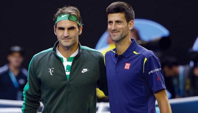 Federer (left) and Djokovic