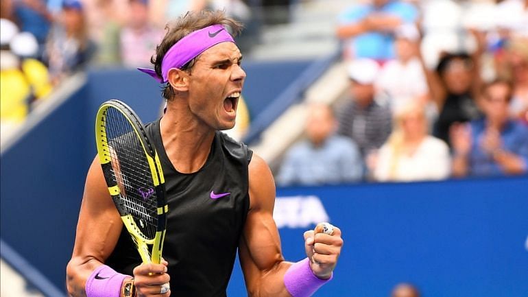 Rafael Nadal celebrates his semifinal victory at the 2019 US Open