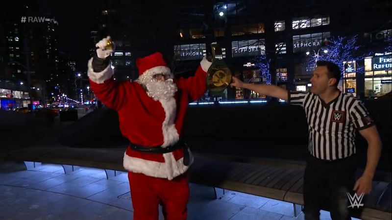 Santa Claus wins the WWE 24/7 title by pinning Akira Tozawa