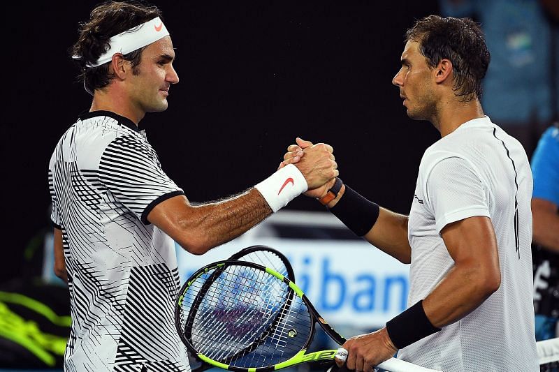 Federer (right) and Nadal