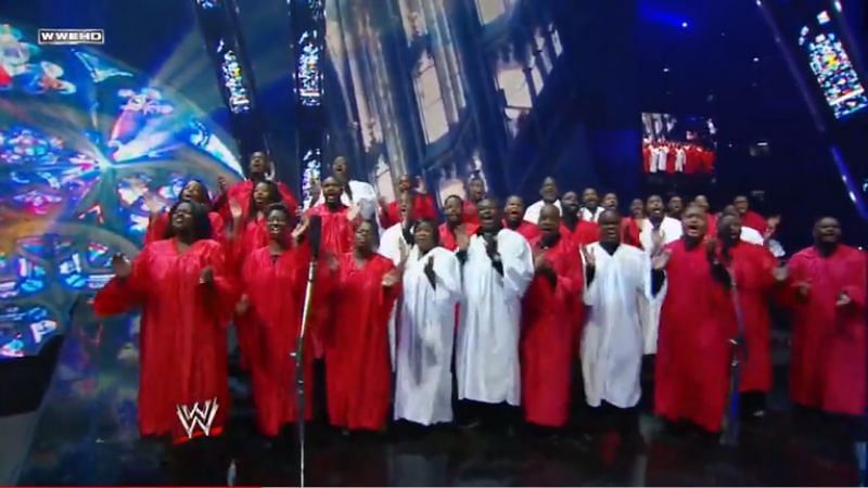 Gospel singers accompanied John Cena at WrestleMania 27