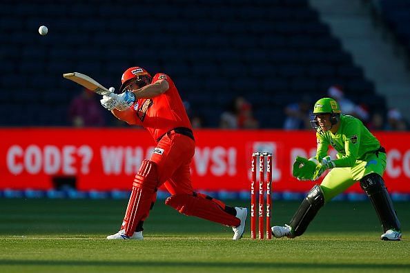 Aaron Finch in action for the Melbourne Renegades
