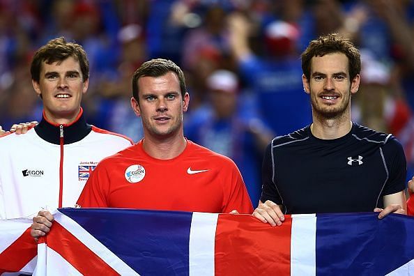 Andy Murray (first from right) will be at the centre of British hopes yet again