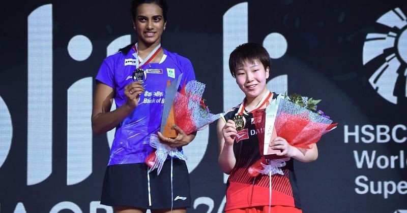 PV Sindhu (left) and Akane Yamaguchi with their medals at the 2019 Indonesia Open
