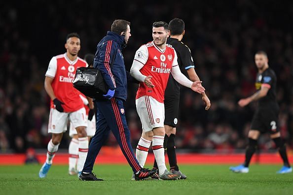 Kolasinac trudged off with an ankle injury