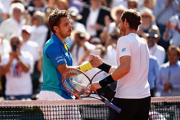 Stan Wawrinka (L) and Andy Murray