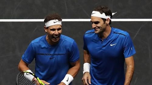 Rafael Nadal (left) and Roger Federer (right)