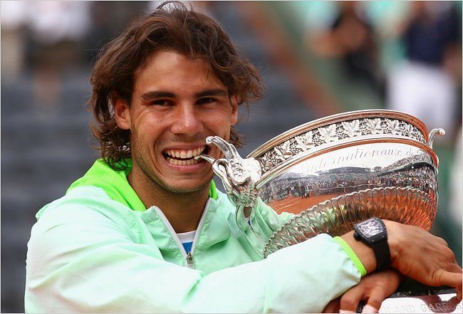 Nadal exults after his 5th Roland Garros title in 2010