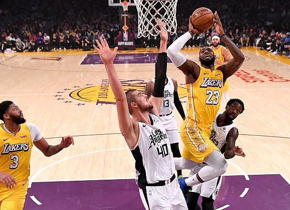 LeBron James in action during the Lakers&#039; recent defeat by their crosstown rival Clippers on Christmas Day