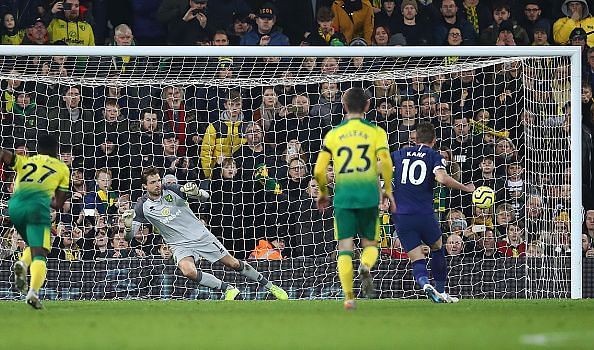 Harry Kane scores the equalising goal versus Norwich City