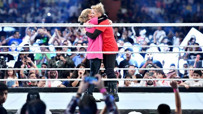 Evans and Natalya get emotional following their match at Crown Jewel