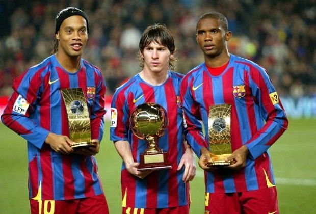 Ronaldinho, Lionel Messi, and Samuel Eto&#039;o