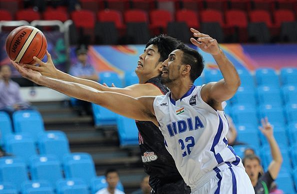 Amjyot Singh during India&#039;s game against Japan at the 2015 FIBA Asia Championship