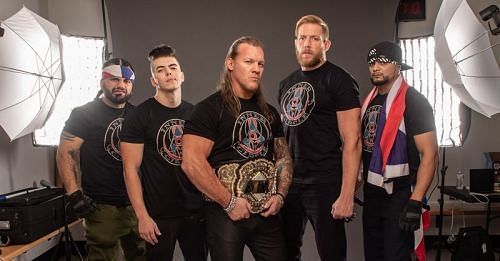 AEW&#039;s Inner Circle including Sammy Guevara (second from left)