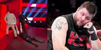 Kevin Owens gives an update after being dragged backstage by AOP on RAW
