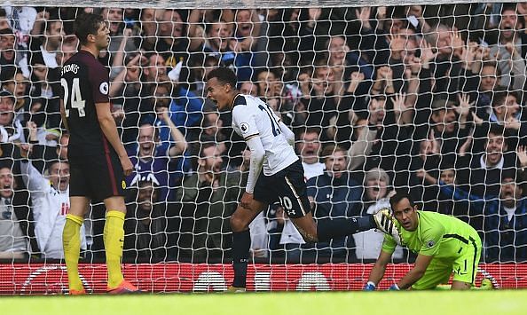 Dele Alli scored Tottenham&#039;s second goal in a big 2-0 win over Pep Guardiola&#039;s Manchester City