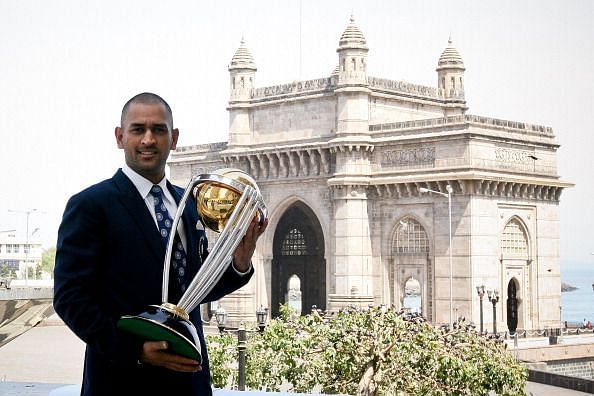 MS Dhoni after winning the ODI World Cup in 2011