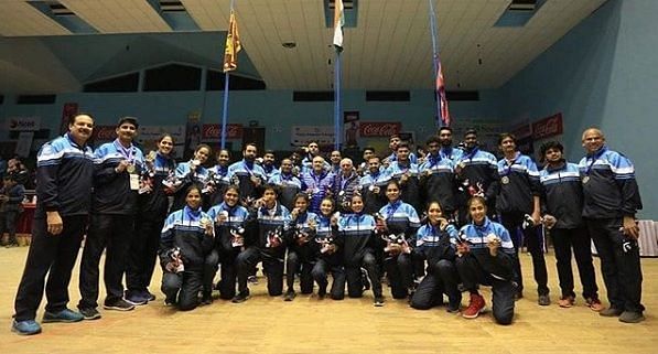 Indian basketball contingent at the 2019 South Asian Games [Image: Basketball Federation of India]