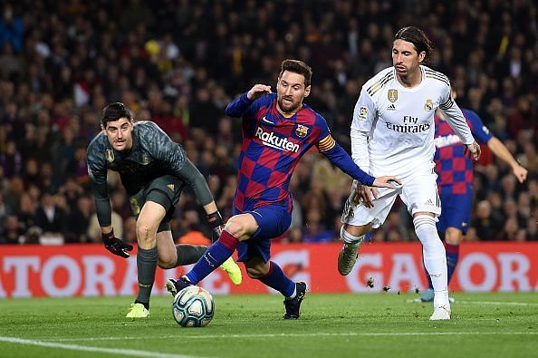 Lionel Messi attacks the ball
