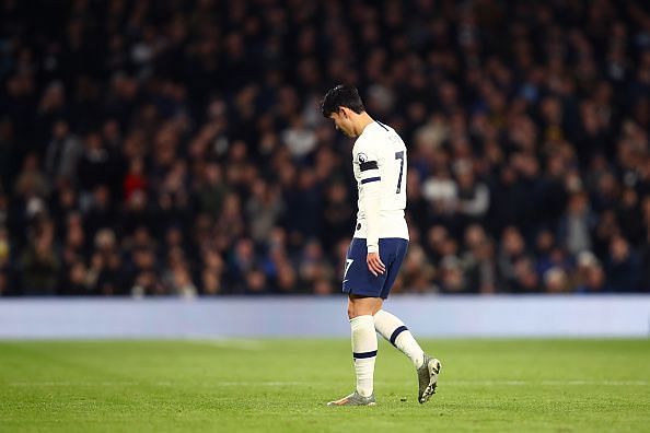 Son Heung Min remains on the sidelines following his red card against Chelsea