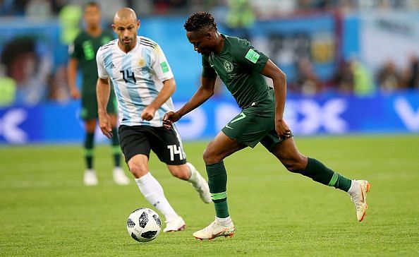 Ahmed Musa in action for the Super Eagles