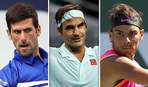 Djokovic, Federer, and Nadal (from left to right)
