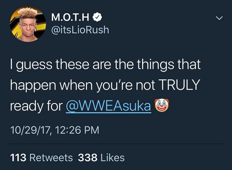Lio Rush probably should have thought twice before sending this tweet.