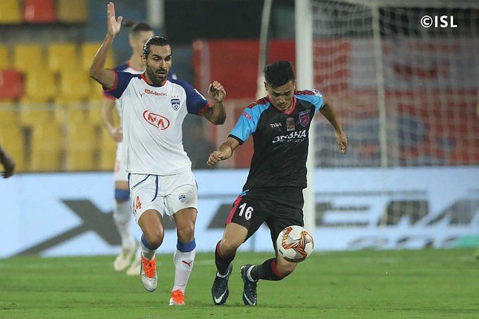 Vinit (R) was one of the few bright sparks for Odisha FC