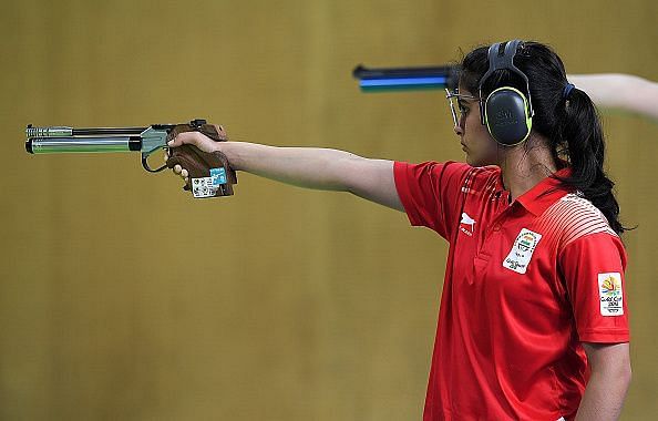 Manu Bhaker won gold medals in the Junior and Senior 10m air pistol event