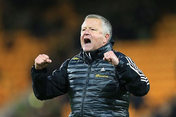 Chris Wilder celebrating his side&#039;s victory over Norwich City last weekend.