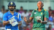 Virat Kohli (left) and Kagiso Rabada (right)