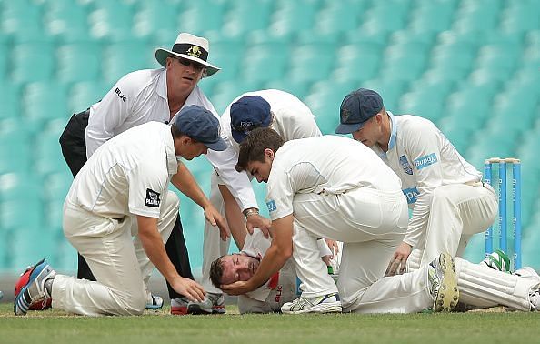 Phil Hughes collapsed after getting hit by a bouncer