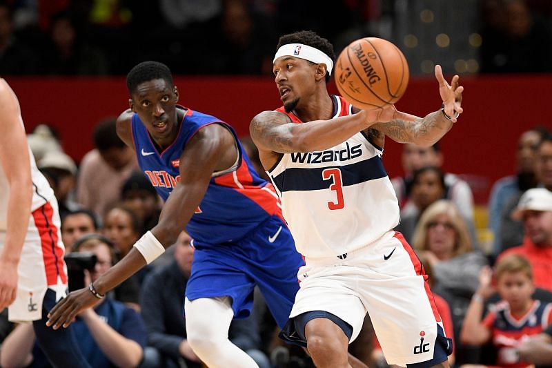 Bradley Beal in action against the Detroit Pistons, where the Wizards earned their eighth win of the season