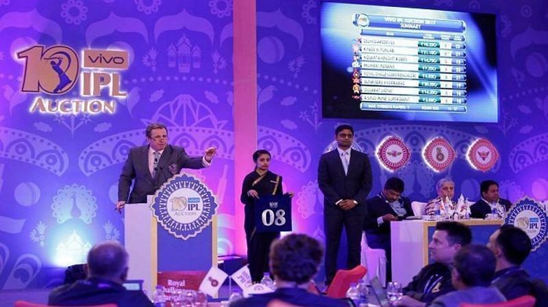 IPL auction proceeding during the mega-auction in 2018