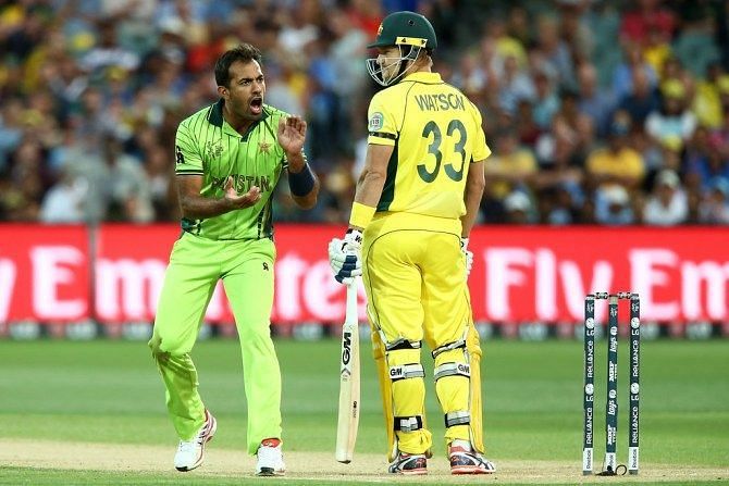 Wahab bowled a fiery spell against Watson at the 2015 CWC
