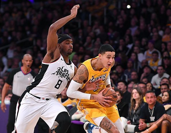 Kuzma in action against the Clippers, where he recorded his season-high 25 points in 27 minutes