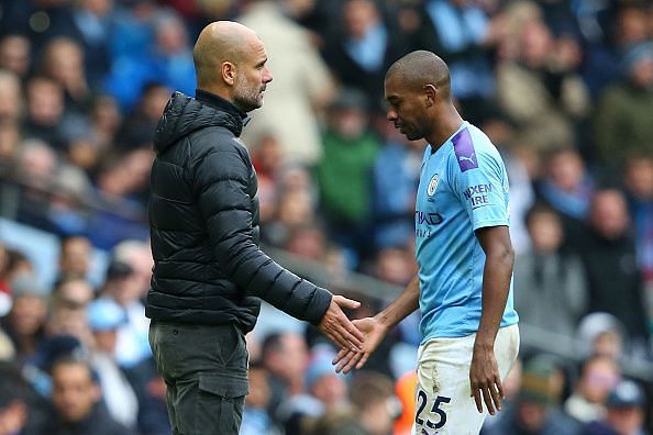 Fernandinho is the only Manchester City centre-back who has stepped up this season