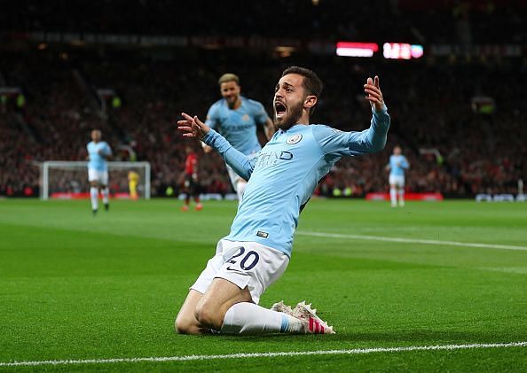 Bernardo Silva gave Manchester City the lead in the last meeting between the rivals