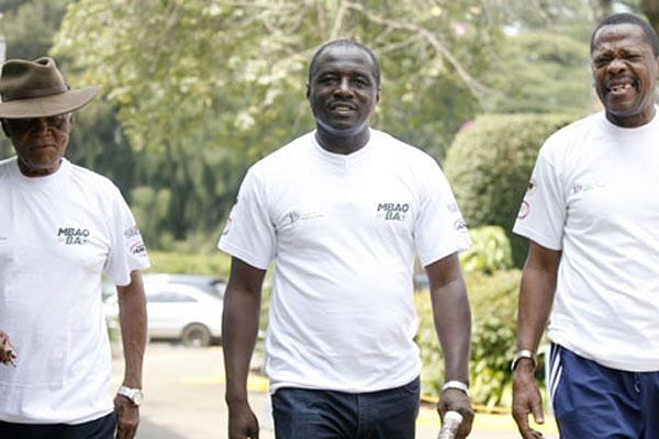 Kenya&#039;s football legends: Joe Kadenge (left), Austin Oduor (Centre), and Mahmoud Abass (right)