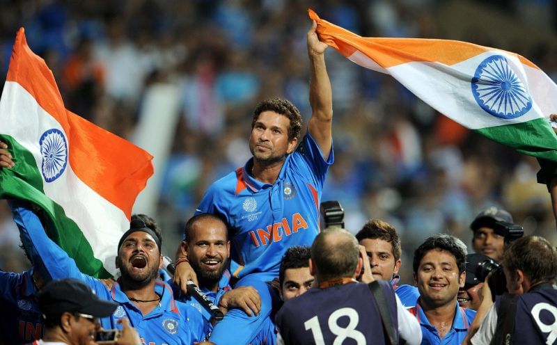 Sachin was carried around the stadium