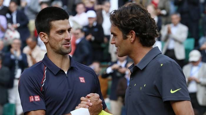 Djokovic (left) and Federer