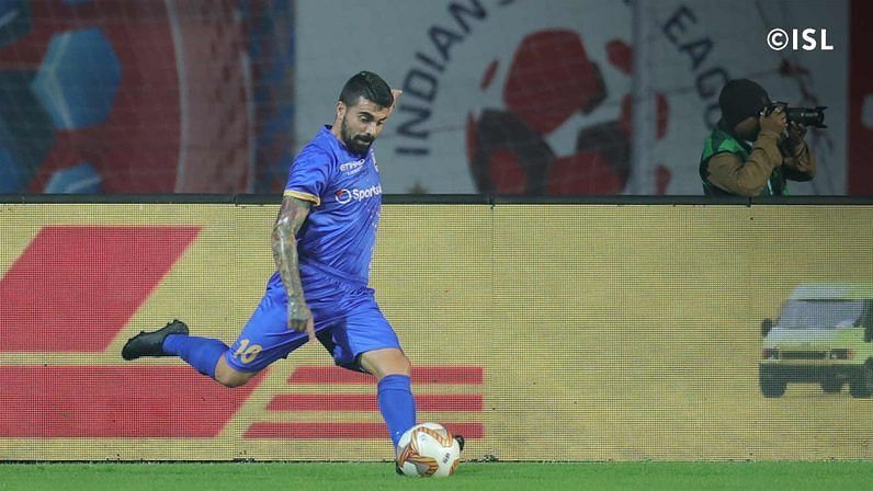 Paulo Machado scoring from the free kick (Photo: Indian Super League)